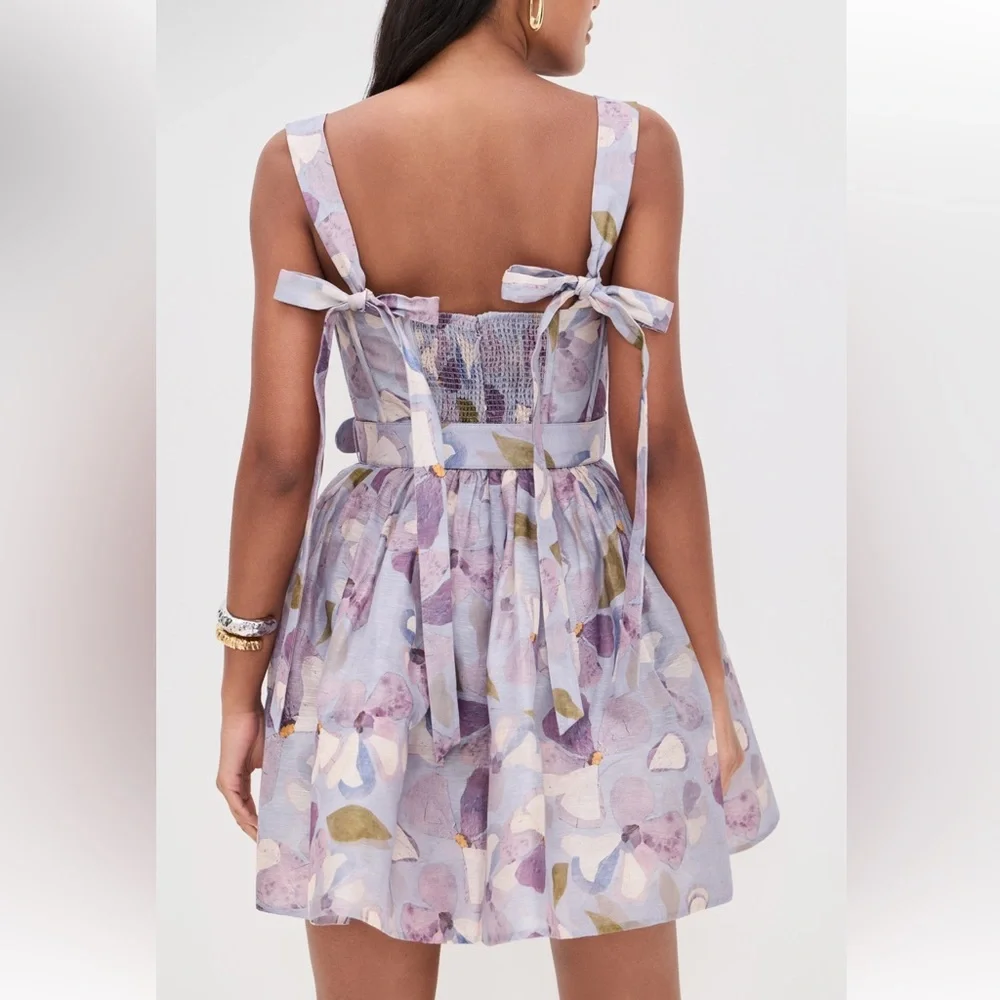 Zimmermann Lavender Floral Mini Dress - Picture 2 of 8